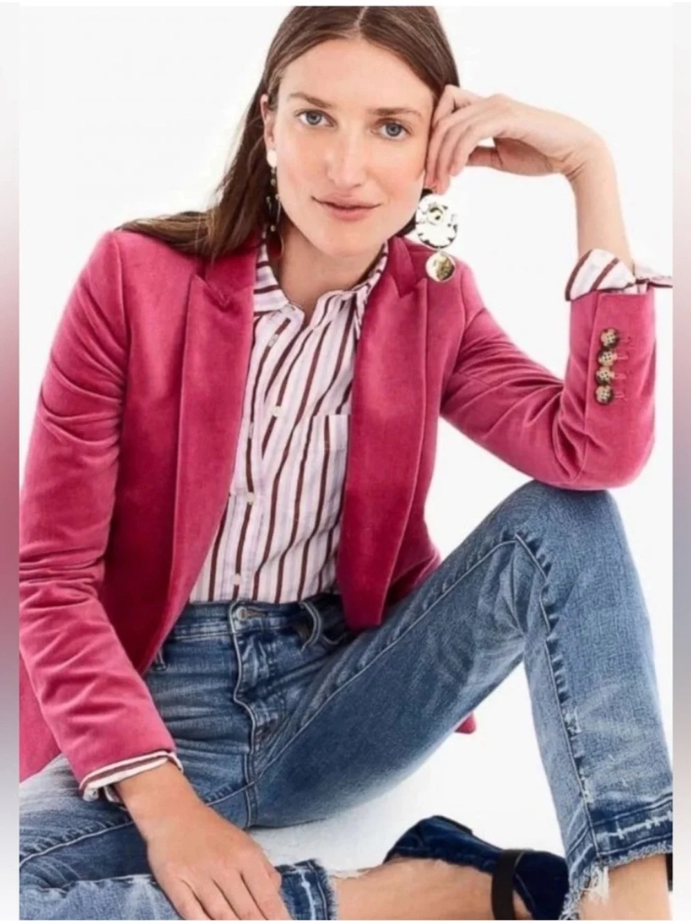 J. Crew Parke Women’s Rose Pink Velvet Single-Button Blazer